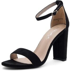 Herstyle Rosemmina Chunky High Heel Dressy Shoes Black Nubuck Women's 6.5 NEW